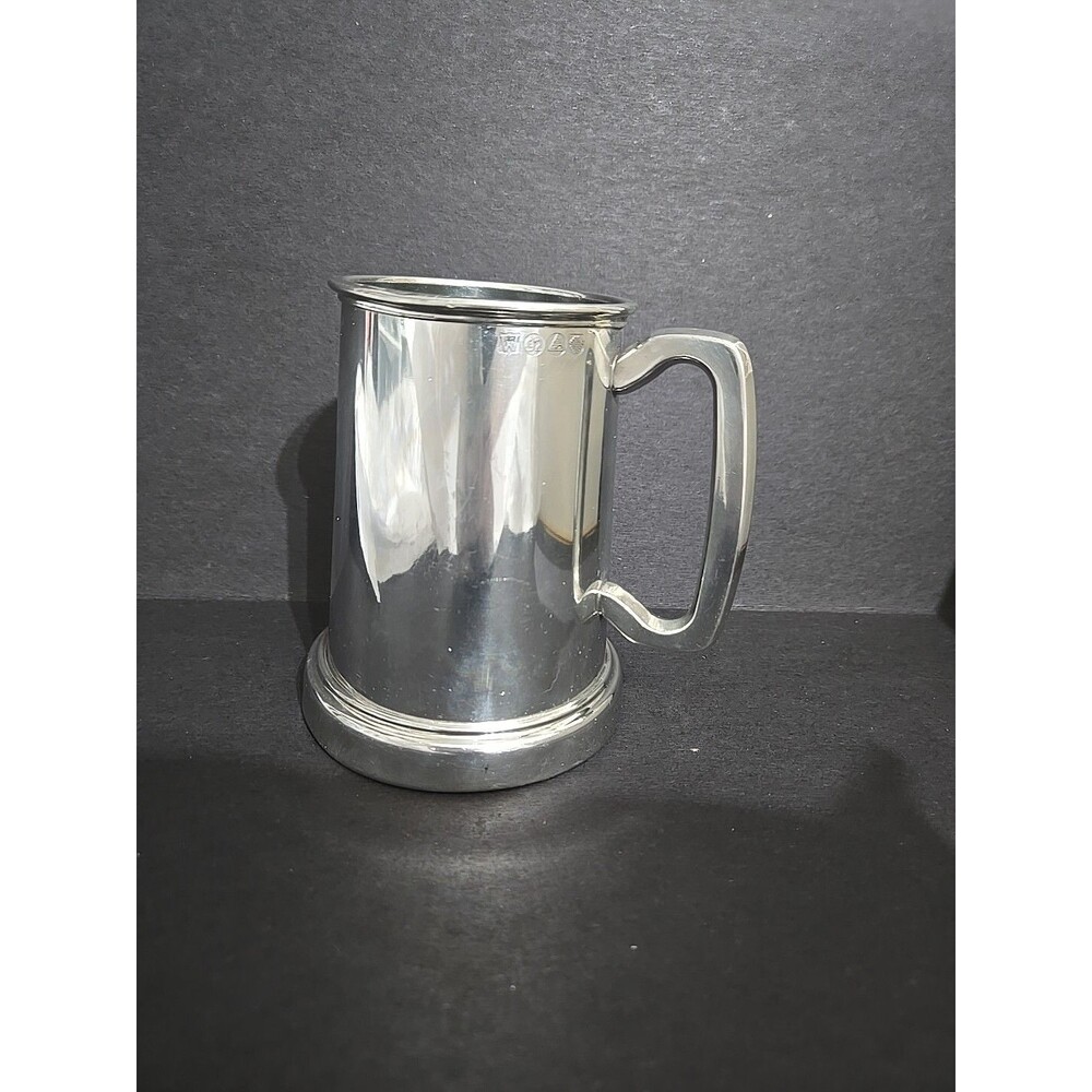 Wentworth 1948 Shilling Coin Glass Bottom 1 Pint Shiny Pewter Beer Tankard